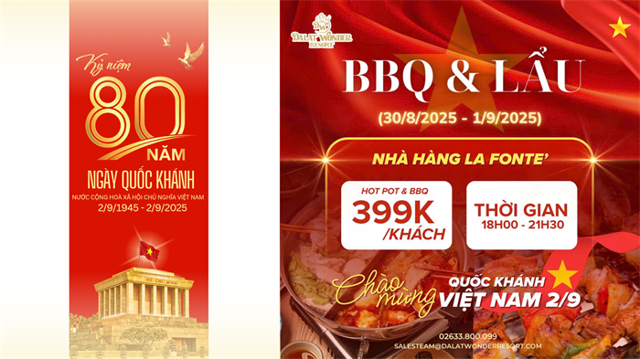 🍲 BBQ & Lẩu tại Dalat Wonder Resort – Trải Nghiệm Ẩm Thực Đêm Đặc Biệt Dịp Quốc Khánh 2/9